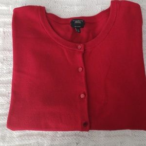 Red womens petite pima cotton cardigan